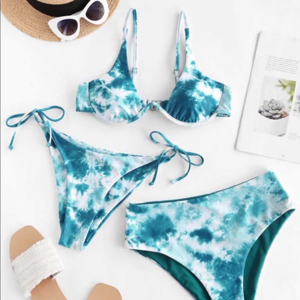 Tie-dye underwire three piece swimsuit NEW